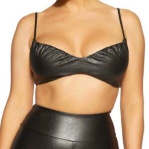 NWOT! NAKED WARDROBE FAUX LEATHER BRALETTE